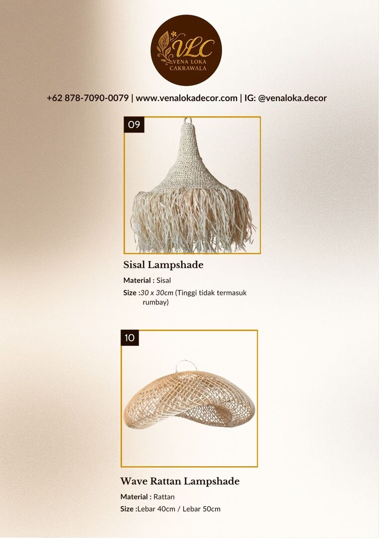 Sisal & Wave Rattan Lampshades